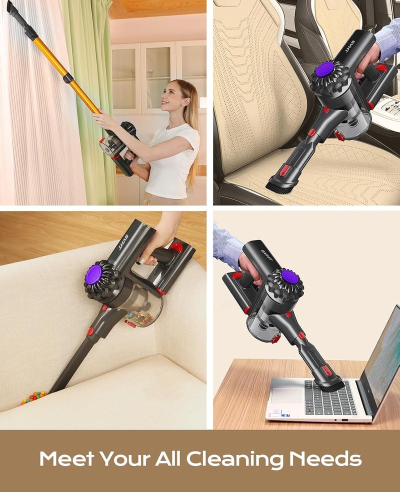 SVHT Cordless Vacuum Cleaner, 450W 40KPA Vacuum Cleaners for Home, 45Mins Lightweight Stick Vacuum with Advanced Green Light Tech, Rechargeable Battery Vacuum for Carpet,Pet Hair,Hardwood Floor - Image 5